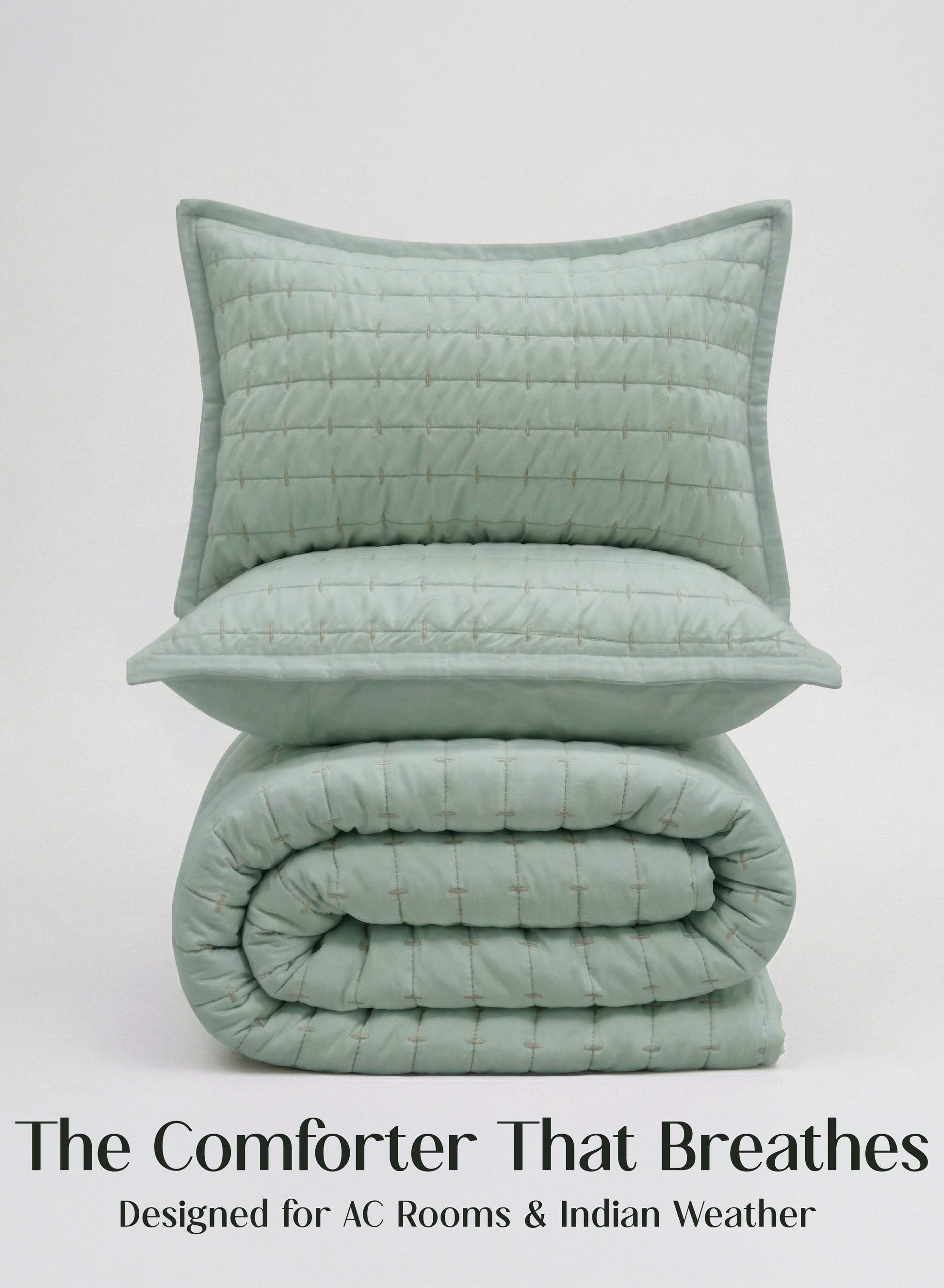 Home Crayons CloudTouch™ 5-Piece AC Comforter Set | 33% Oversized | Includes 2 Pillow & 2 Cushion Covers | Matcha Milk