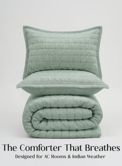 Home Crayons CloudTouch™ 5-Piece AC Comforter Set | 33% Oversized | Includes 2 Pillow & 2 Cushion Covers | Matcha Milk