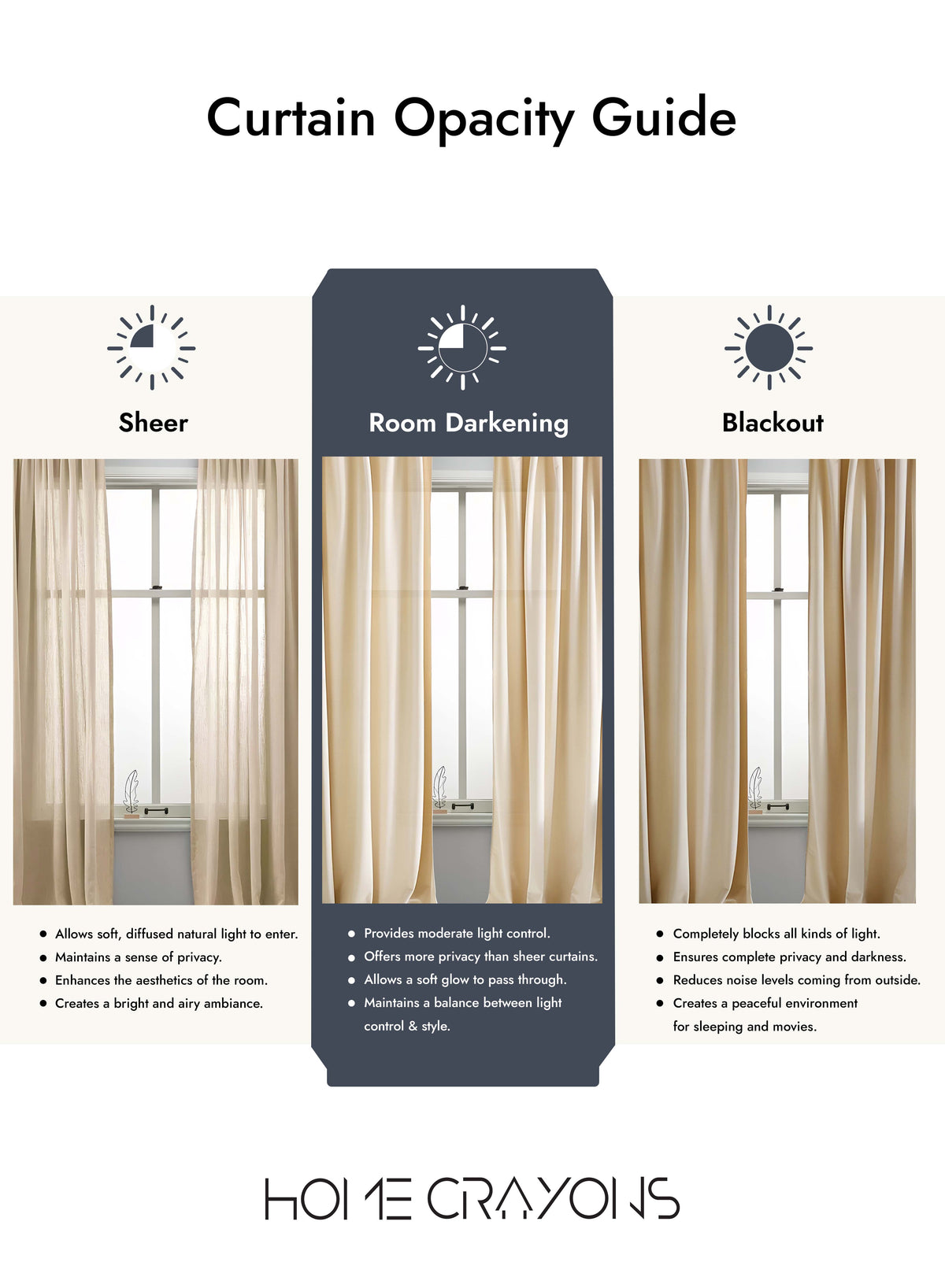Casper Plain Room Darkening Curtains | Off White | Set of 2