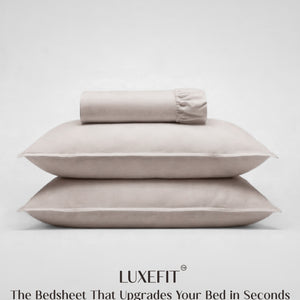 Home Crayons LuxeFit™ Fitted Bedsheet Set | Perfect Fit for Queen & King Mattresses | Ivory Beige