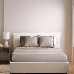 Home Crayons LuxeSoft™ Double Bedsheet Set | Oversized King | Includes 2 Pillow Covers & 2 Cushion Covers | Latte Crème