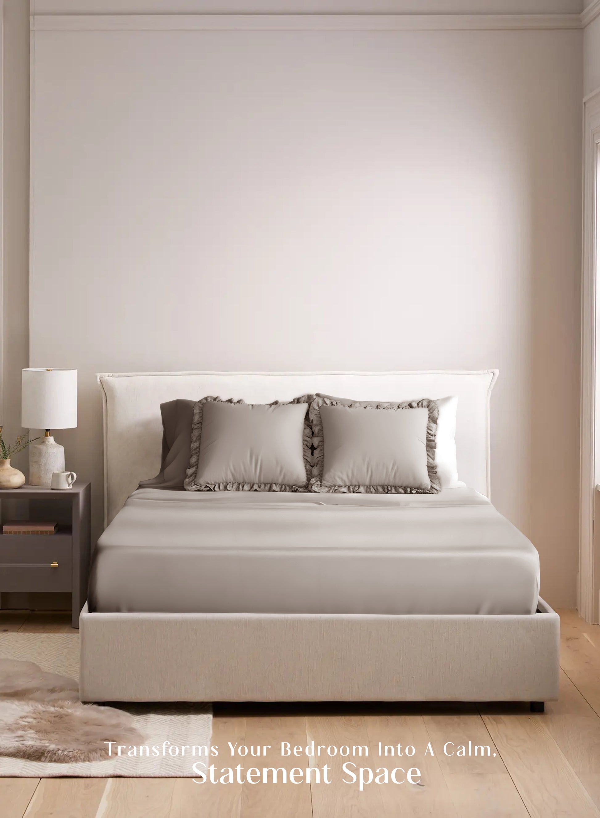 Home Crayons LuxeSoft™ Double Bedsheet Set | Oversized King | Includes 2 Pillow Covers & 2 Cushion Covers | Latte Crème