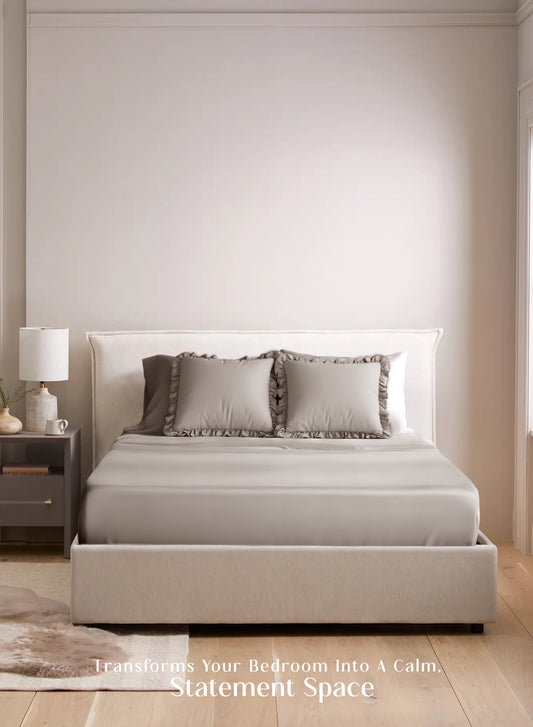 Home Crayons LuxeSoft™ Double Bedsheet Set | Oversized King | Includes 2 Pillow Covers & 2 Cushion Covers | Latte Crème