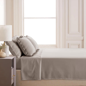 Home Crayons LuxeSoft™ Double Bedsheet Set | Oversized King | Includes 2 Pillow Covers & 2 Cushion Covers | Latte Crème