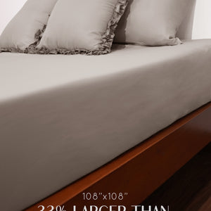 Home Crayons LuxeSoft™ Double Bedsheet Set | Oversized King | Includes 2 Pillow Covers & 2 Cushion Covers | Latte Crème