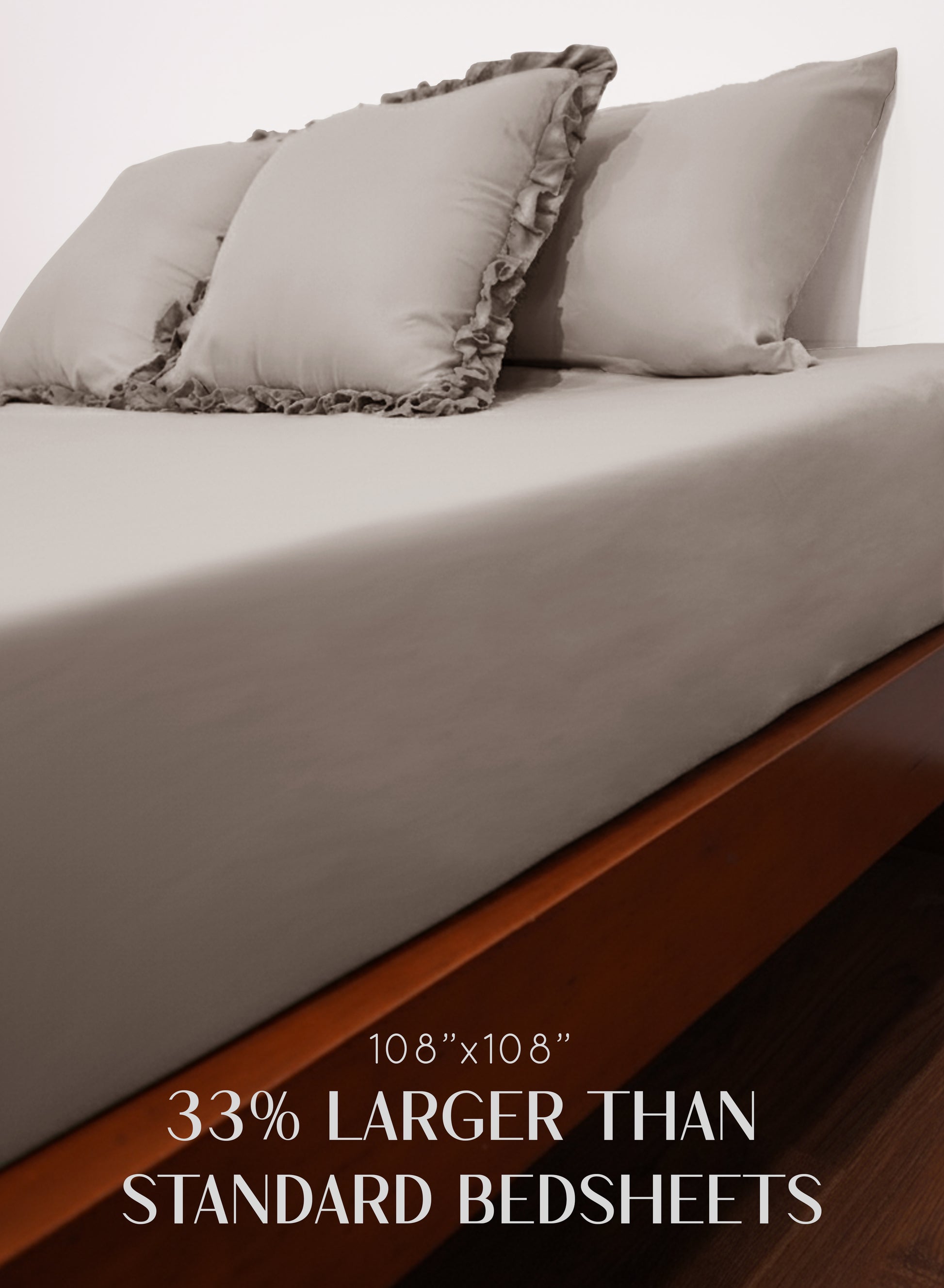 Home Crayons LuxeSoft™ Double Bedsheet Set | Oversized King | Includes 2 Pillow Covers & 2 Cushion Covers | Latte Crème