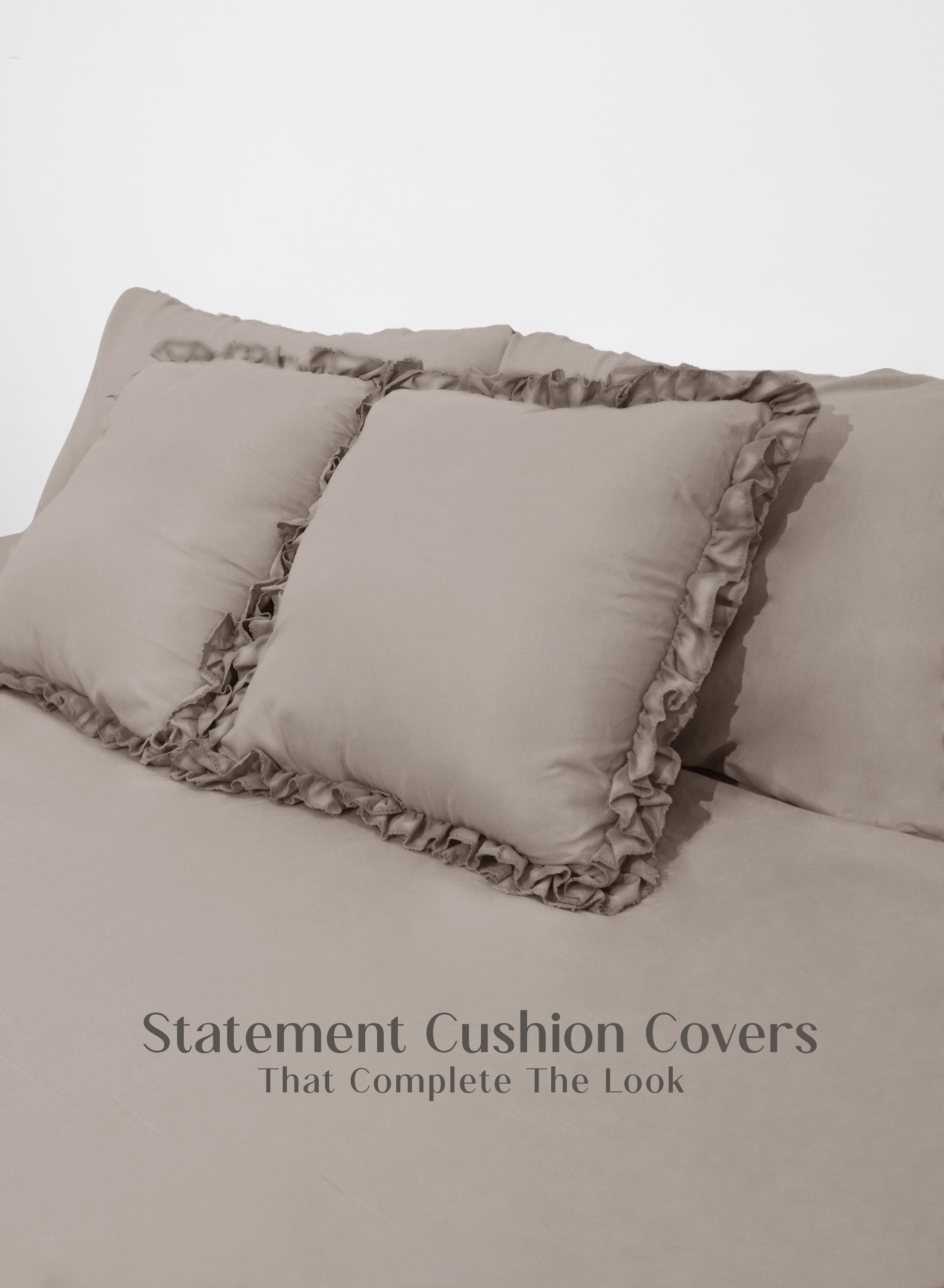 Home Crayons LuxeSoft™ Double Bedsheet Set | Oversized King | Includes 2 Pillow Covers & 2 Cushion Covers | Latte Crème