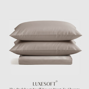 Home Crayons LuxeSoft™ Double Bedsheet Set | Oversized King | Includes 2 Pillow Covers & 2 Cushion Covers | Latte Crème