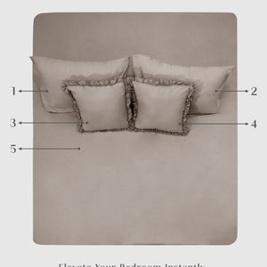 Home Crayons LuxeSoft™ Double Bedsheet Set | Oversized King | Includes 2 Pillow Covers & 2 Cushion Covers | Latte Crème