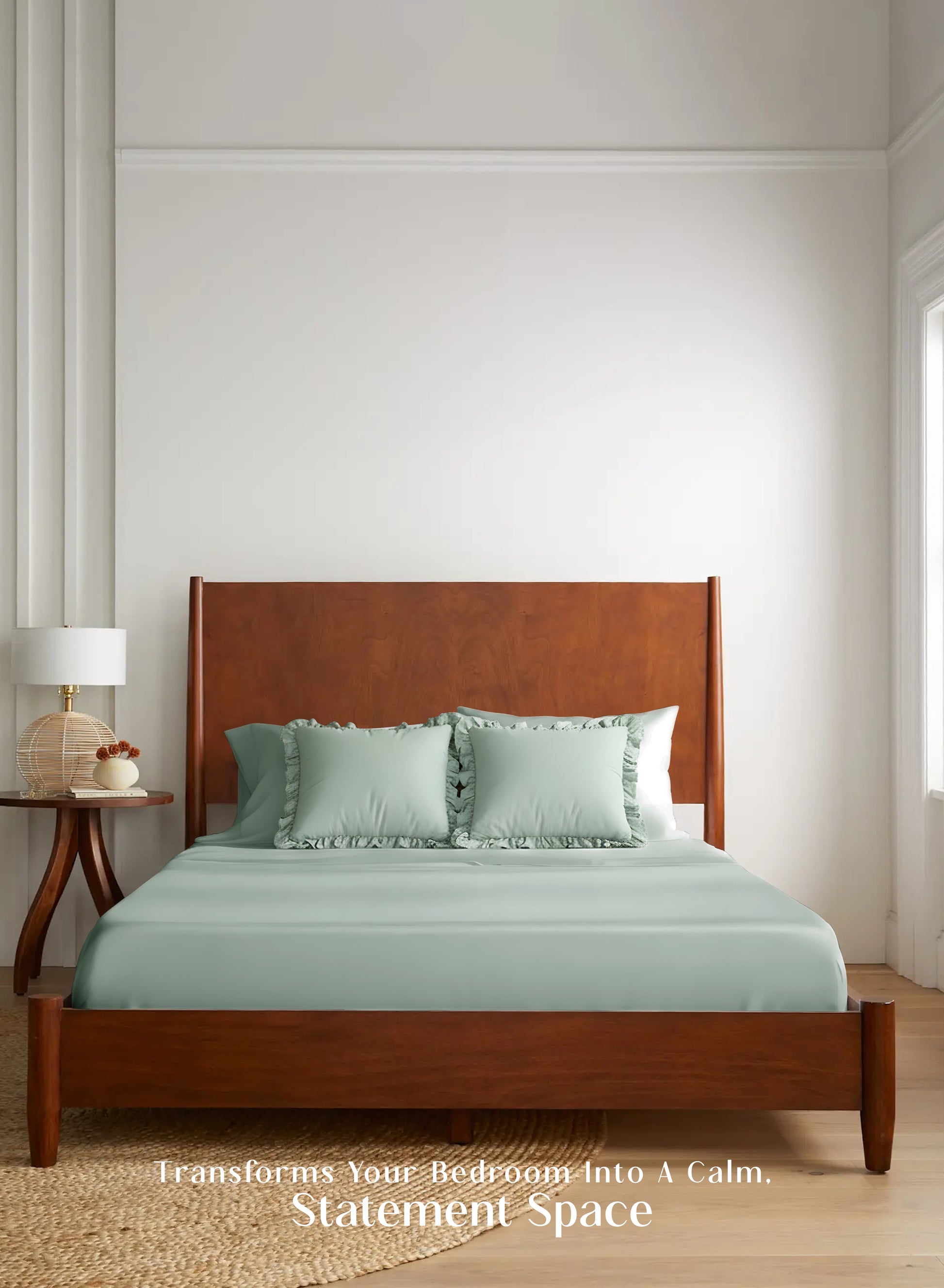 Home Crayons LuxeSoft™ Double Bedsheet Set | Oversized King | Includes 2 Pillow Covers & 2 Cushion Covers | Matcha Milk