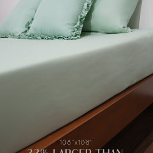 Home Crayons LuxeSoft™ Double Bedsheet Set | Oversized King | Includes 2 Pillow Covers & 2 Cushion Covers | Matcha Milk