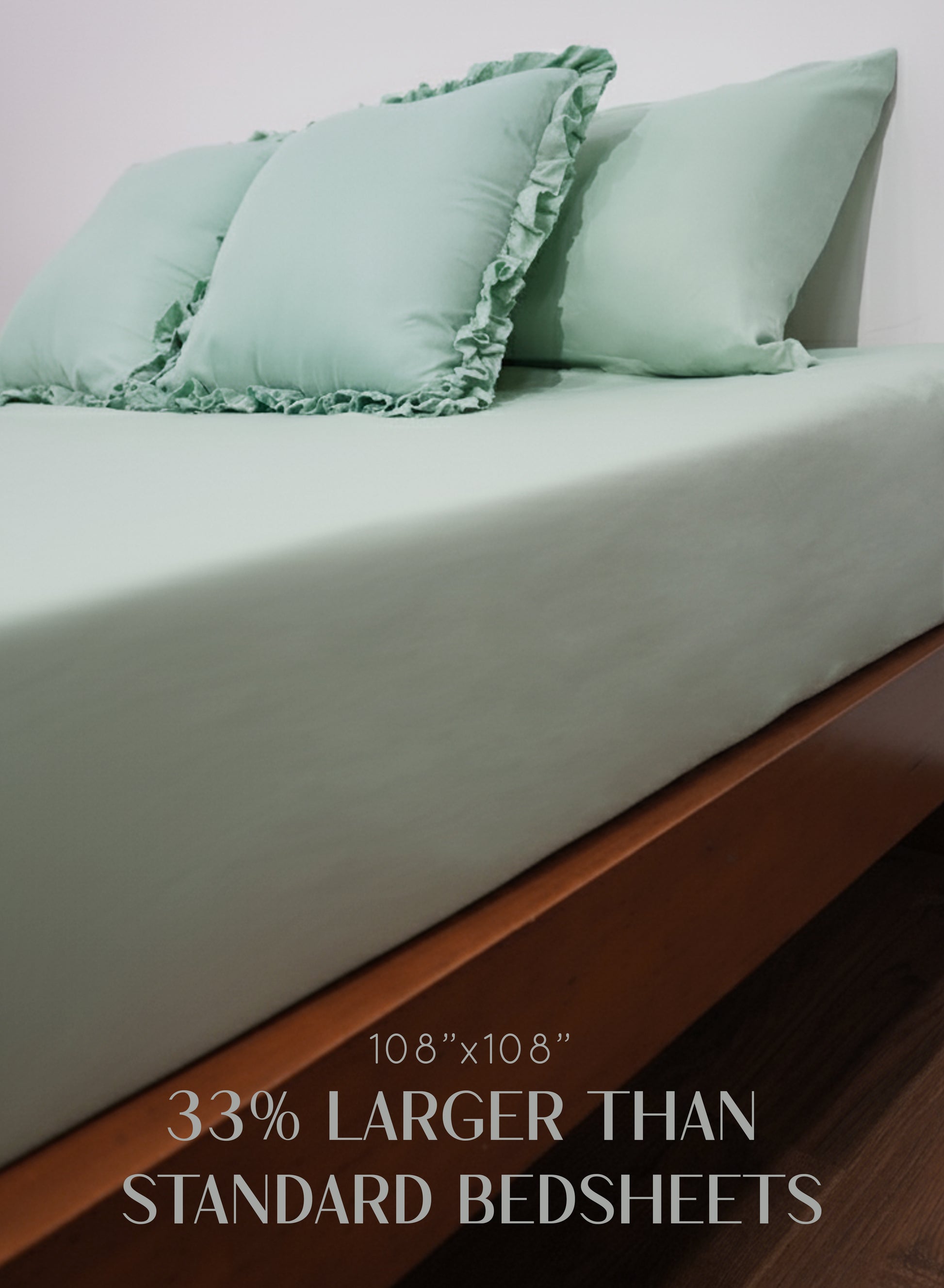 Home Crayons LuxeSoft™ Double Bedsheet Set | Oversized King | Includes 2 Pillow Covers & 2 Cushion Covers | Matcha Milk