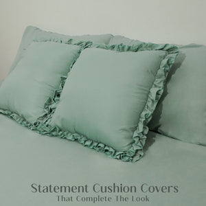 Home Crayons LuxeSoft™ Double Bedsheet Set | Oversized King | Includes 2 Pillow Covers & 2 Cushion Covers | Matcha Milk