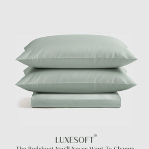 Home Crayons LuxeSoft™ Double Bedsheet Set | Oversized King | Includes 2 Pillow Covers & 2 Cushion Covers | Matcha Milk
