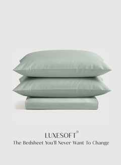 Home Crayons LuxeSoft™ Double Bedsheet Set | Oversized King | Includes 2 Pillow Covers & 2 Cushion Covers | Matcha Milk