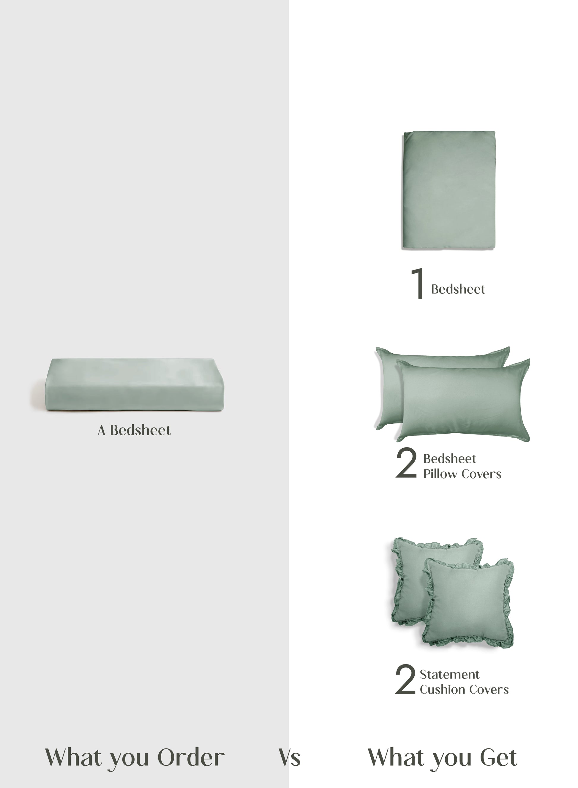 Home Crayons LuxeSoft™ Double Bedsheet Set | Oversized King | Includes 2 Pillow Covers & 2 Cushion Covers | Matcha Milk