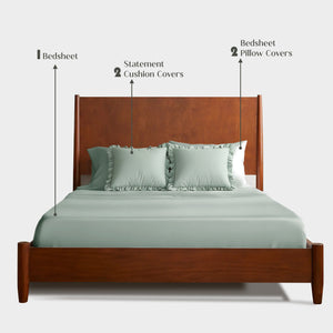 Home Crayons LuxeSoft™ Double Bedsheet Set | Oversized King | Includes 2 Pillow Covers & 2 Cushion Covers | Matcha Milk