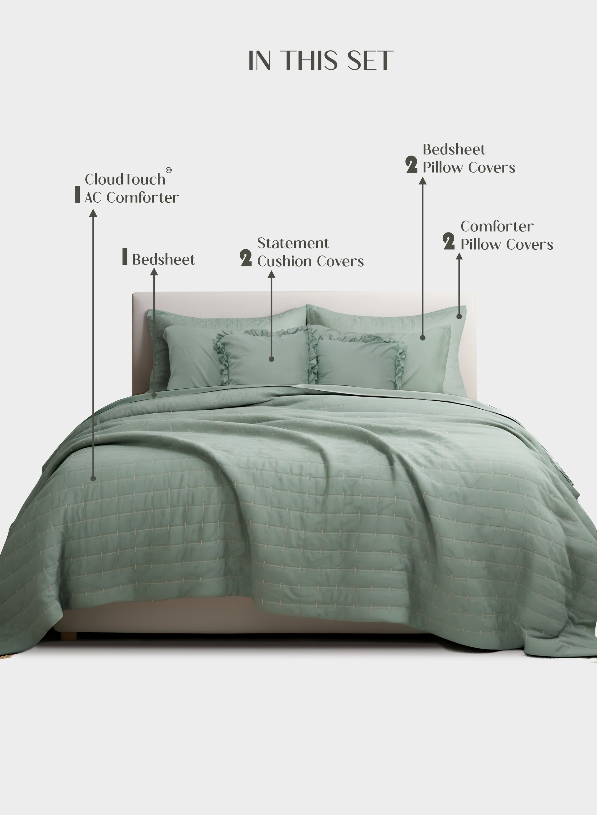 Home Crayons CloudTouch™ 8-Piece Bedding Set | Complete Bedroom Makeover in One Set | Matcha Milk