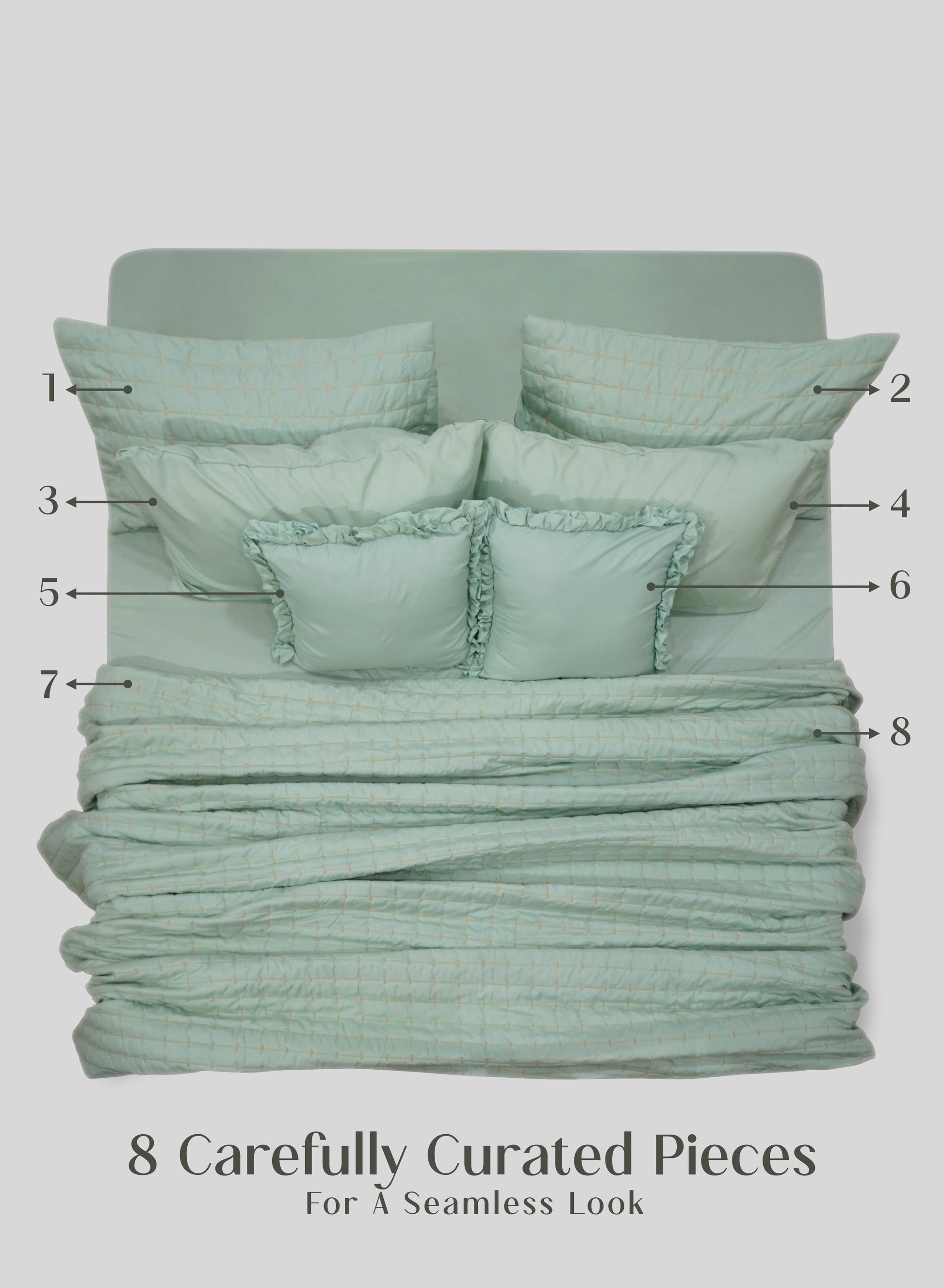 Home Crayons CloudTouch™ 8-Piece Bedding Set | Complete Bedroom Makeover in One Set | Matcha Milk