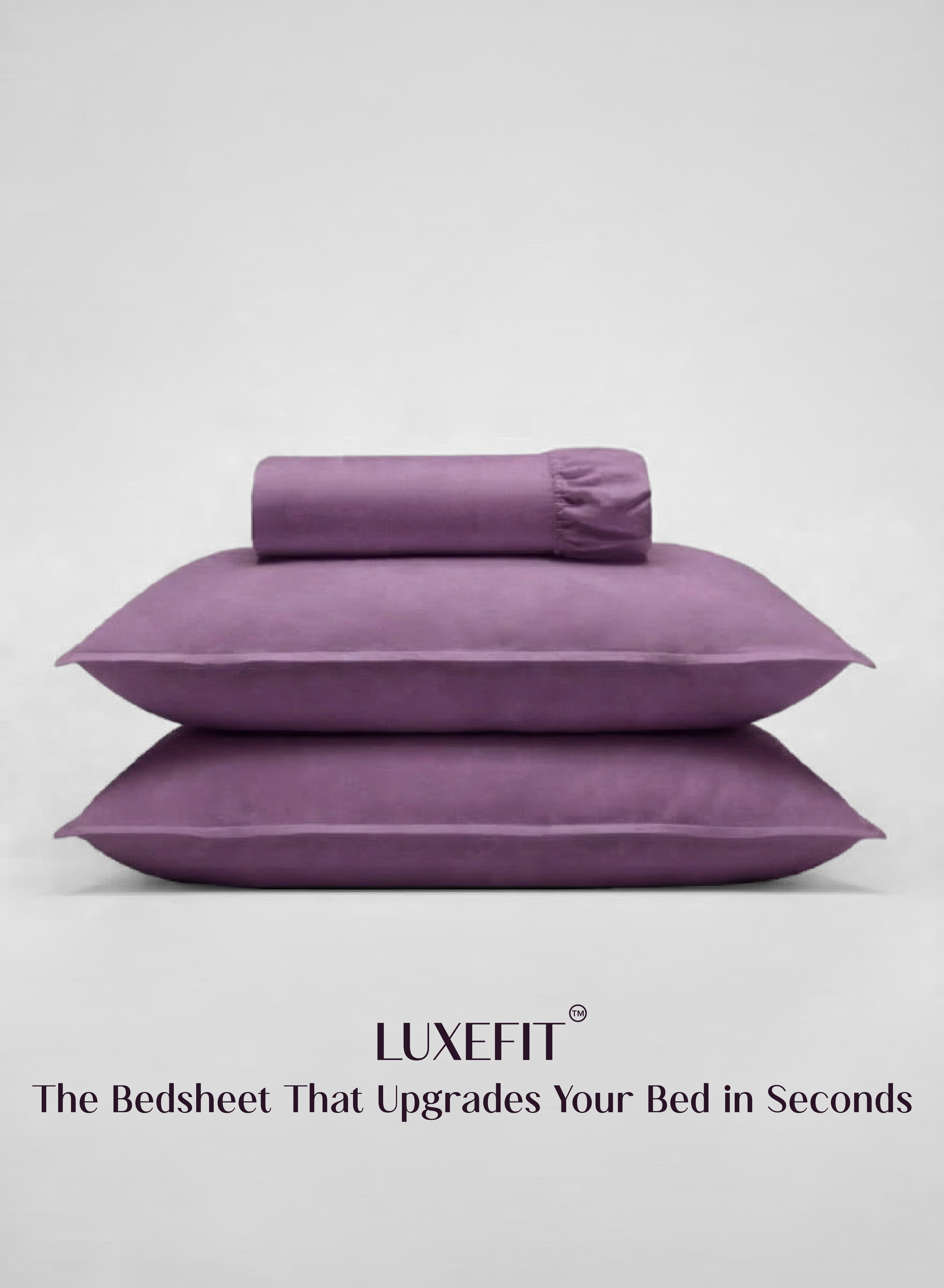 LuxeFit™ Fitted Bedsheet Set | Perfect Fit for Queen & King Mattresses | Matte Plum