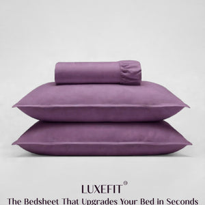 Home Crayons LuxeFit™ Fitted Bedsheet Set | Perfect Fit for Queen & King Mattresses | Matte Plum
