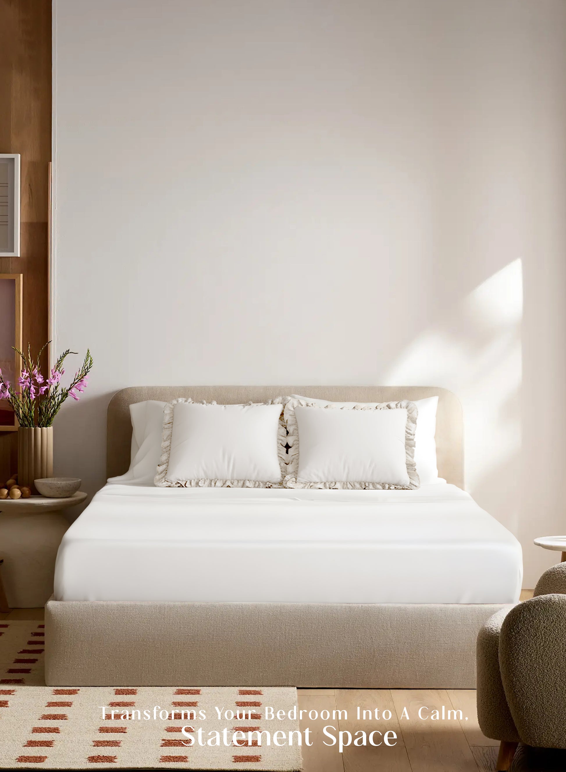 Home Crayons LuxeSoft™ Double Bedsheet Set | Oversized King | Includes 2 Pillow Covers & 2 Cushion Covers | Morning Glory