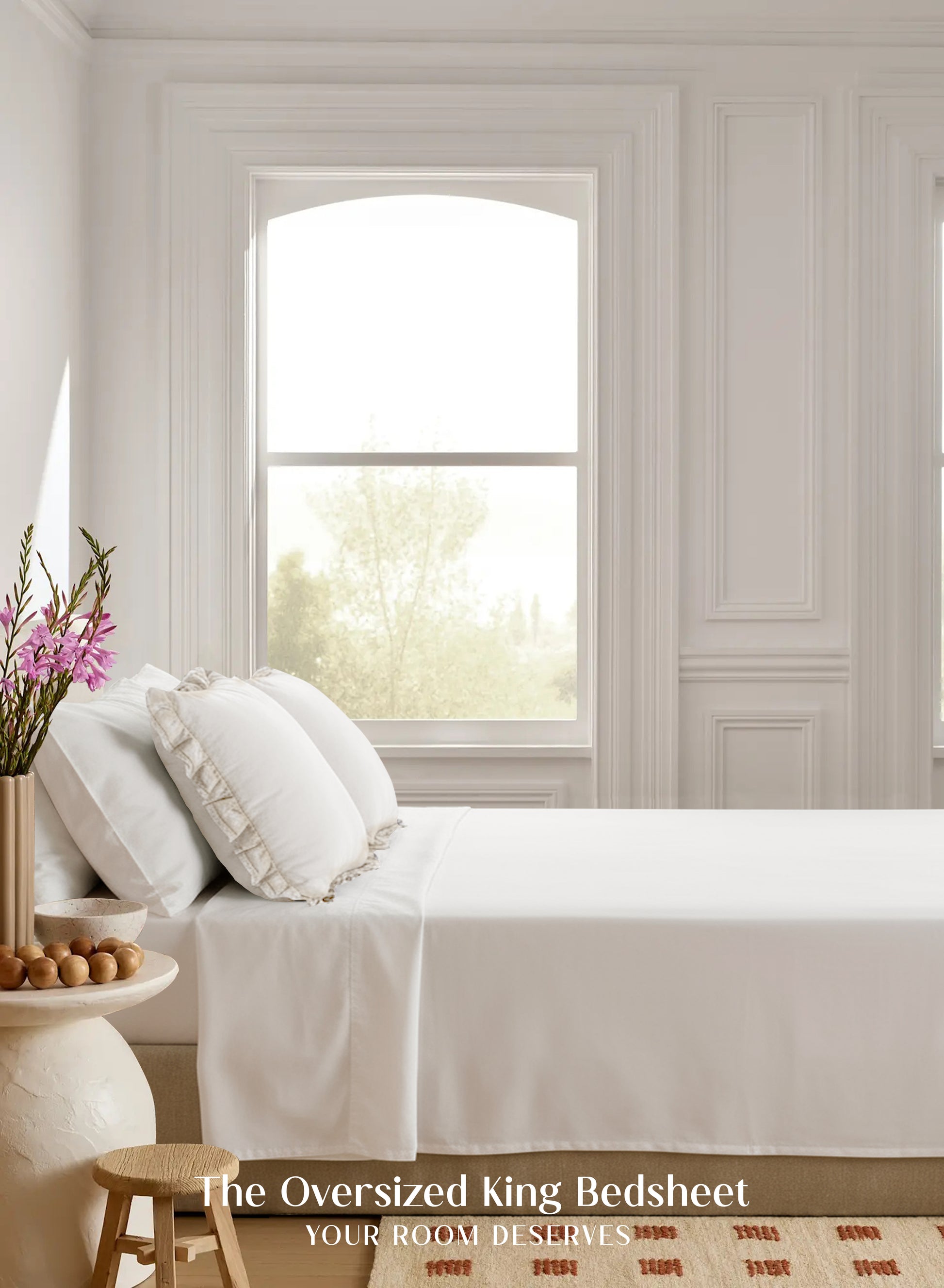 Home Crayons LuxeSoft™ Double Bedsheet Set | Oversized King | Includes 2 Pillow Covers & 2 Cushion Covers | Morning Glory