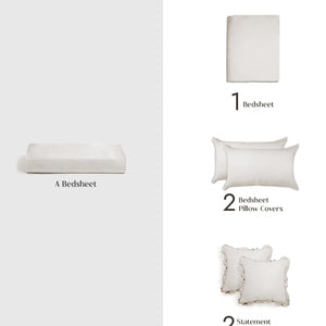 Home Crayons LuxeSoft™ Double Bedsheet Set | Oversized King | Includes 2 Pillow Covers & 2 Cushion Covers | Morning Glory