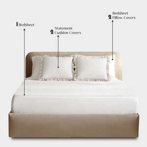 Home Crayons LuxeSoft™ Double Bedsheet Set | Oversized King | Includes 2 Pillow Covers & 2 Cushion Covers | Morning Glory