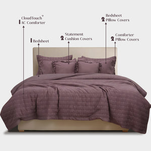 Home Crayons CloudTouch™ 8-Piece Bedding Set | Complete Bedroom Makeover in One Set | Mulberry