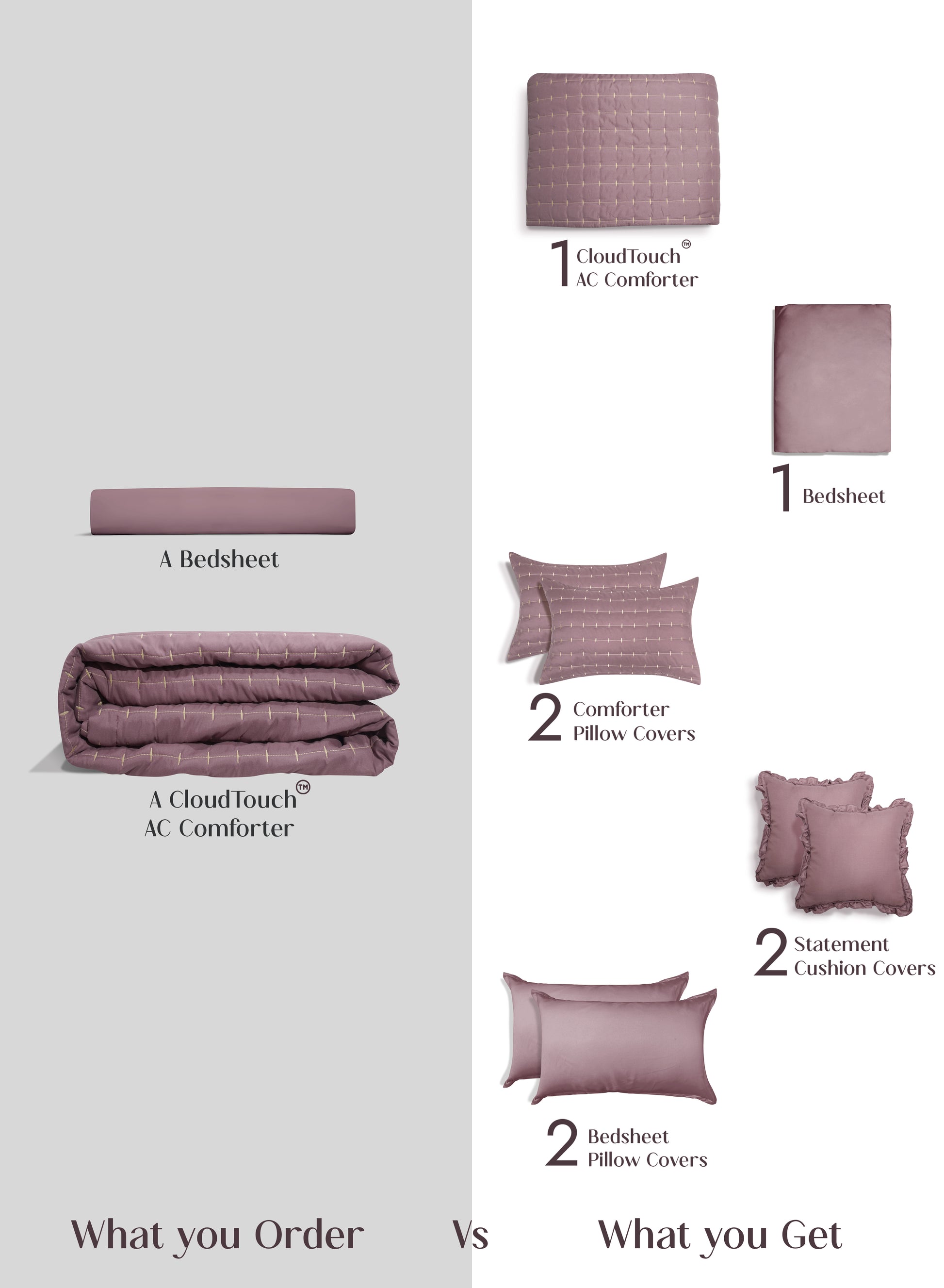 Home Crayons CloudTouch™ 8-Piece Bedding Set | Complete Bedroom Makeover in One Set | Mulberry