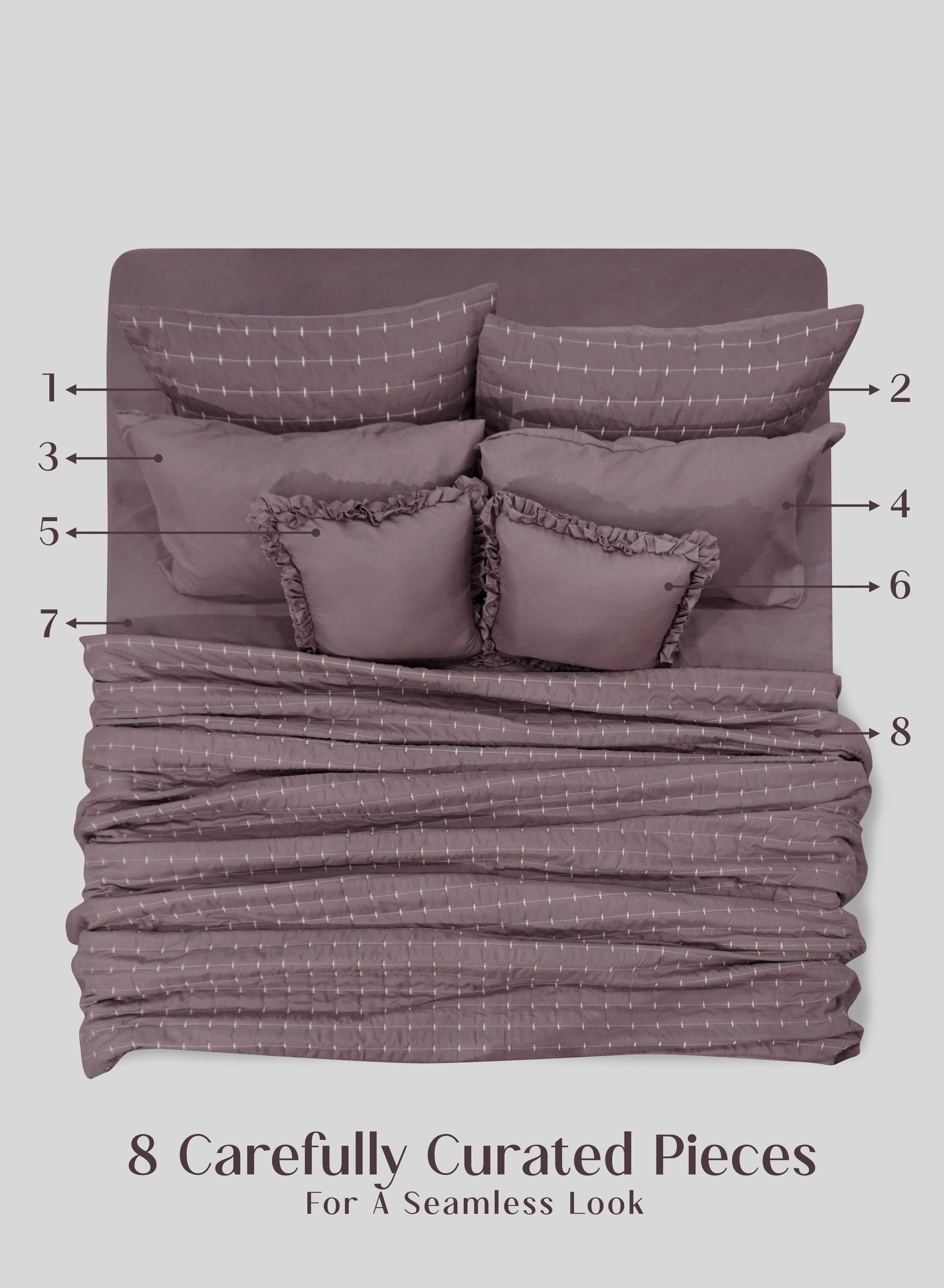 Home Crayons CloudTouch™ 8-Piece Bedding Set | Complete Bedroom Makeover in One Set | Mulberry