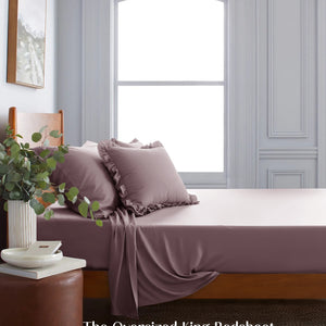 Home Crayons LuxeSoft™ Double Bedsheet Set | Oversized King | Includes 2 Pillow Covers & 2 Cushion Covers | Mulberry