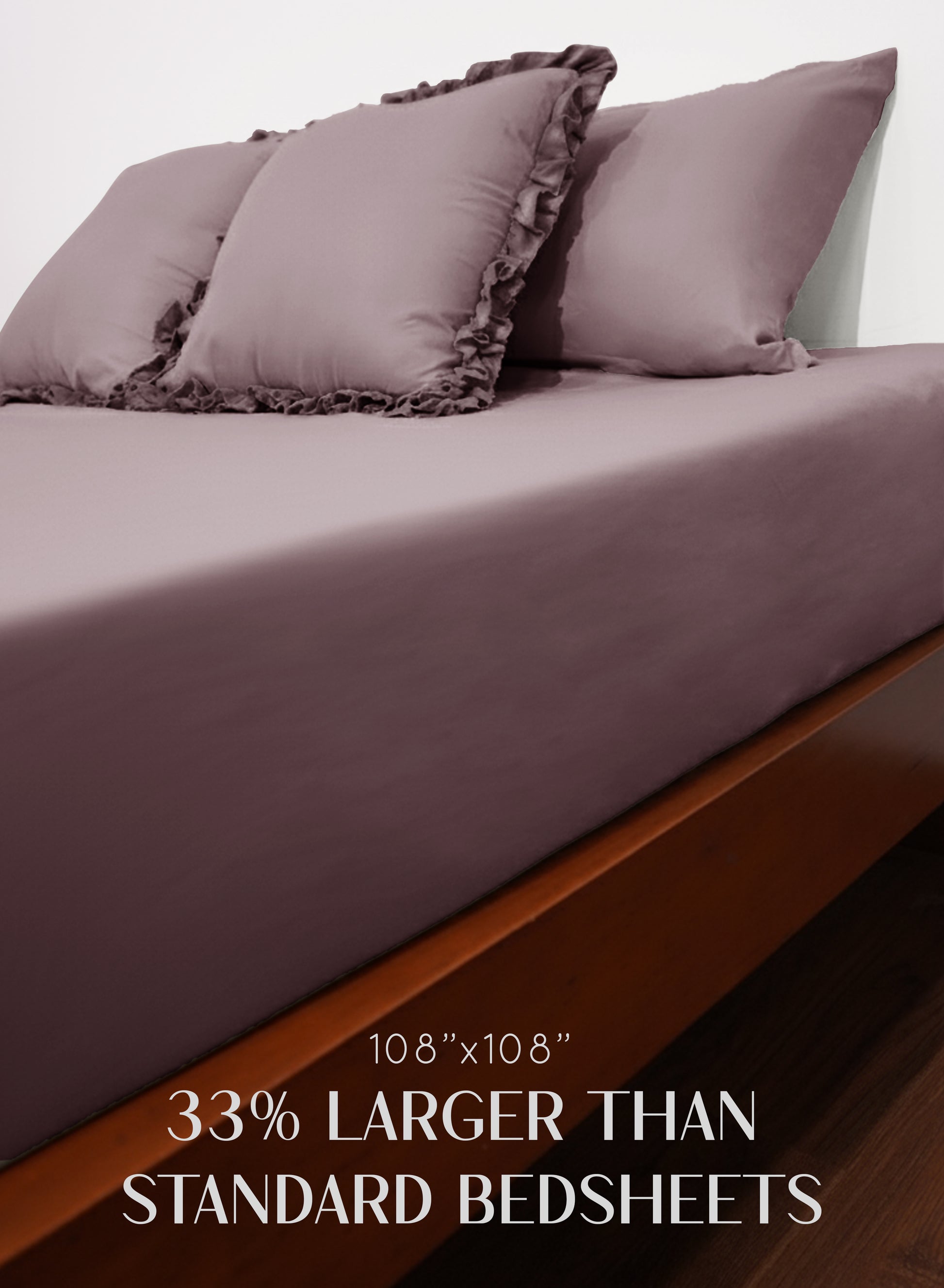 Home Crayons LuxeSoft™ Double Bedsheet Set | Oversized King | Includes 2 Pillow Covers & 2 Cushion Covers | Mulberry