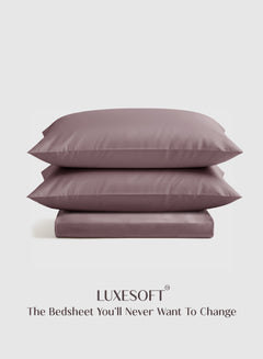 Home Crayons LuxeSoft™ Double Bedsheet Set | Oversized King | Includes 2 Pillow Covers & 2 Cushion Covers | Mulberry