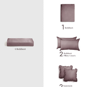 Home Crayons LuxeSoft™ Double Bedsheet Set | Oversized King | Includes 2 Pillow Covers & 2 Cushion Covers | Mulberry