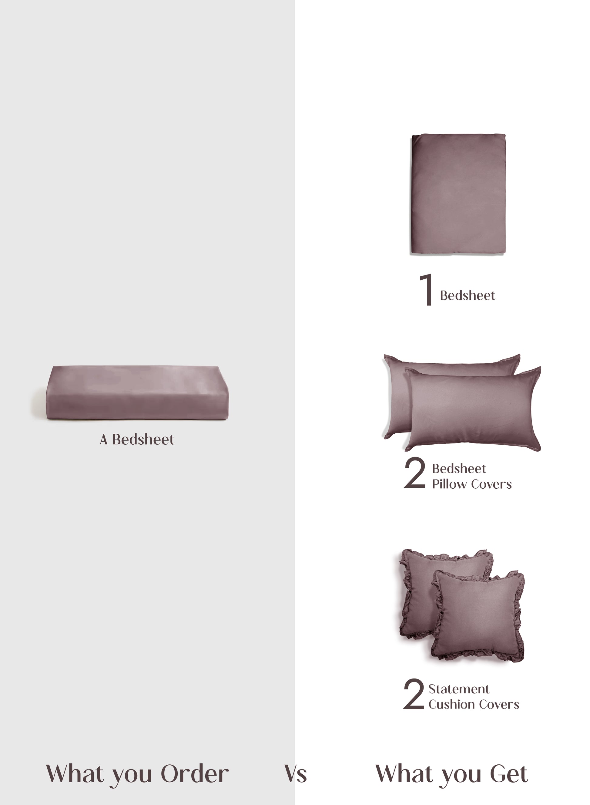 Home Crayons LuxeSoft™ Double Bedsheet Set | Oversized King | Includes 2 Pillow Covers & 2 Cushion Covers | Mulberry