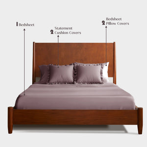 Home Crayons LuxeSoft™ Double Bedsheet Set | Oversized King | Includes 2 Pillow Covers & 2 Cushion Covers | Mulberry