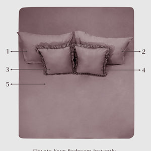 Home Crayons LuxeSoft™ Double Bedsheet Set | Oversized King | Includes 2 Pillow Covers & 2 Cushion Covers | Mulberry