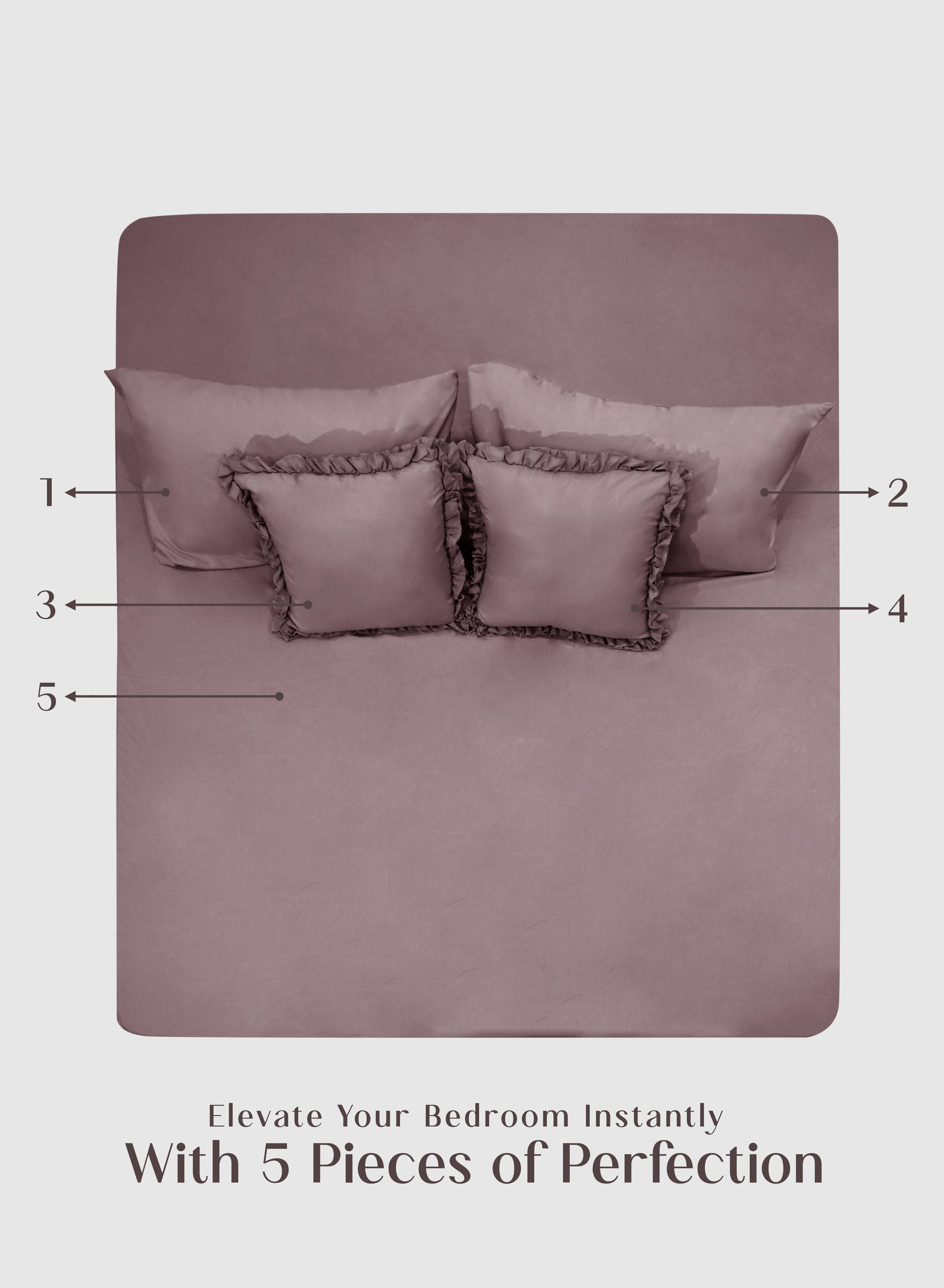 Home Crayons LuxeSoft™ Double Bedsheet Set | Oversized King | Includes 2 Pillow Covers & 2 Cushion Covers | Mulberry