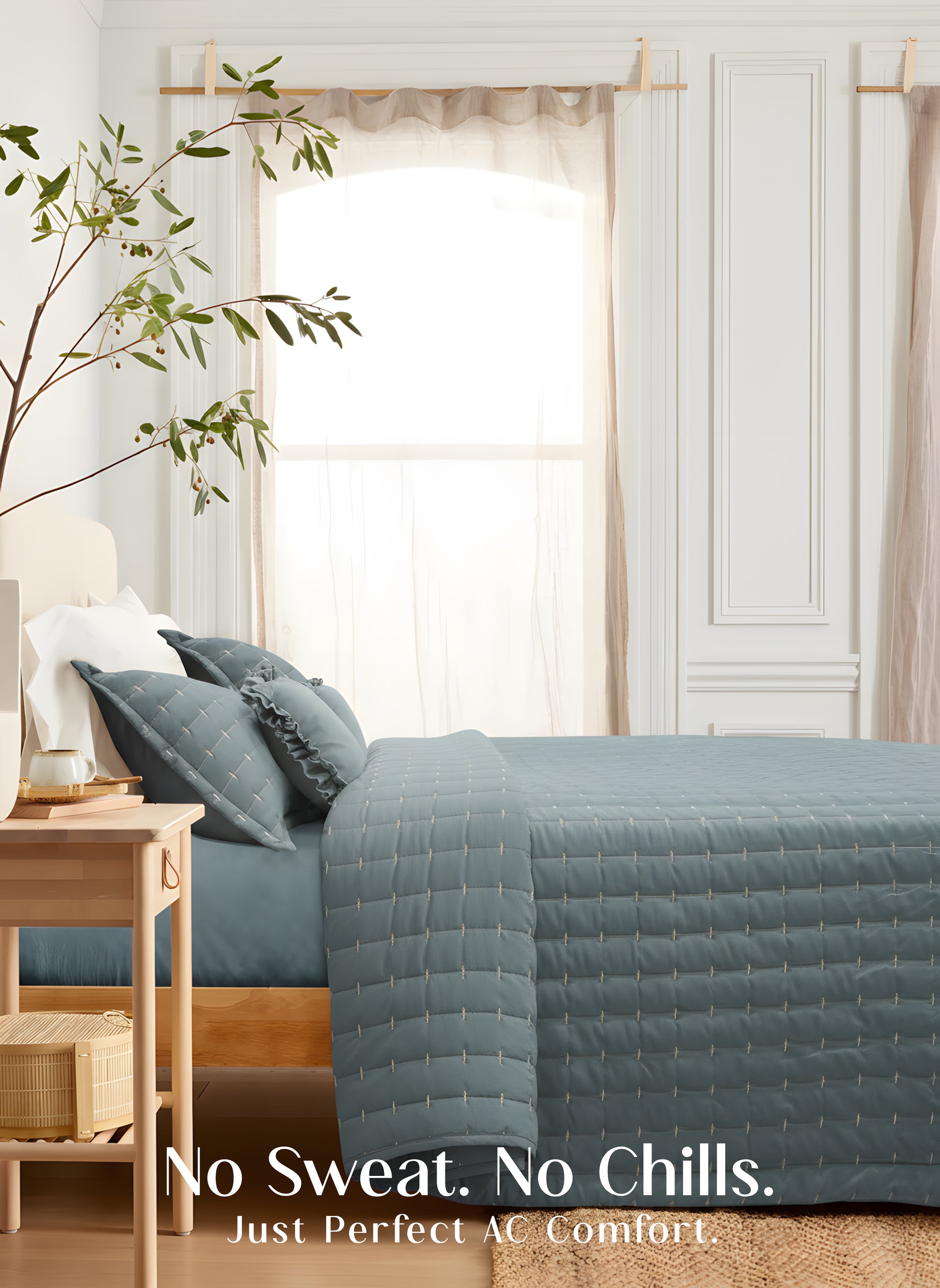 Home Crayons CloudTouch™ 5-Piece AC Comforter Set | 33% Oversized | Includes 2 Pillow & 2 Cushion Covers | Sage Blue