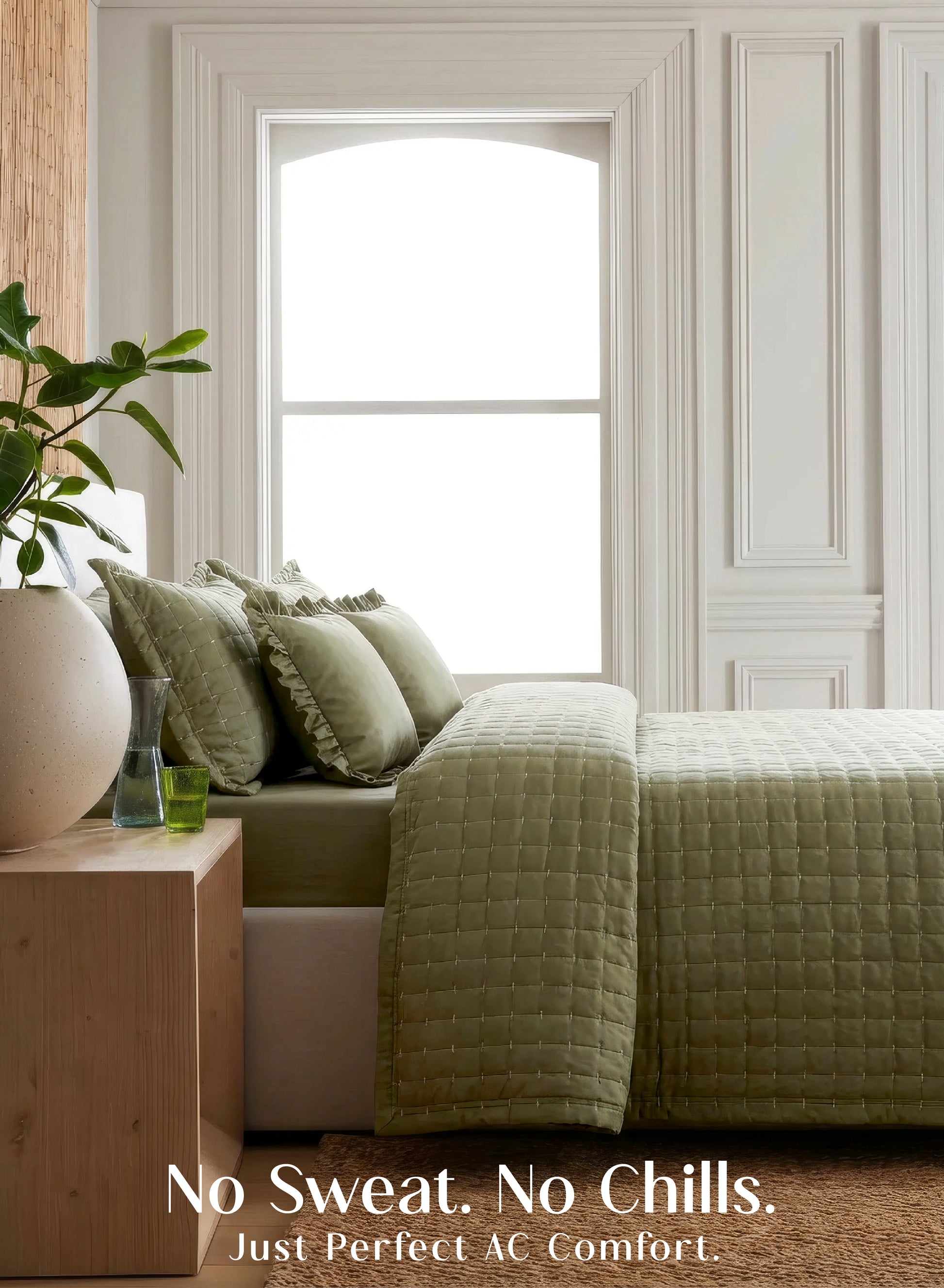 Home Crayons CloudTouch™ 5-Piece AC Comforter Set | 33% Oversized | Includes 2 Pillow & 2 Cushion Covers | Olive Grove