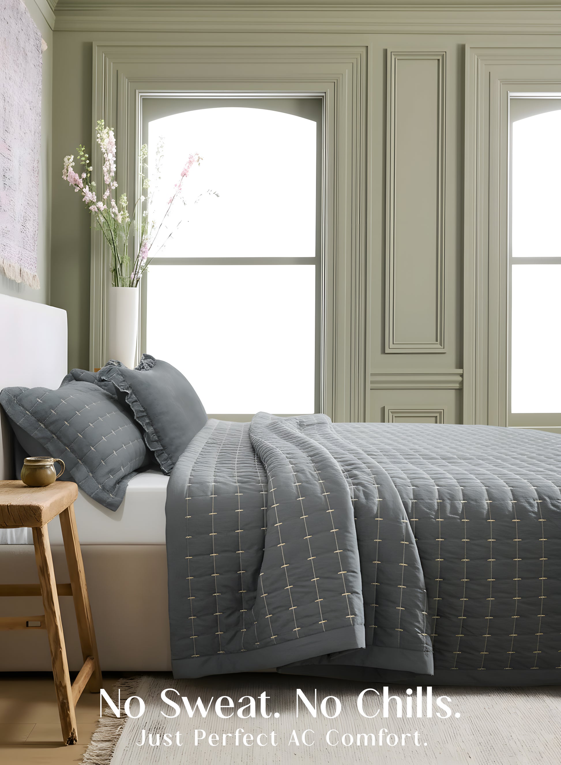 Home Crayons CloudTouch™ 5-Piece AC Comforter Set | 33% Oversized | Includes 2 Pillow & 2 Cushion Covers | Pebble Gray