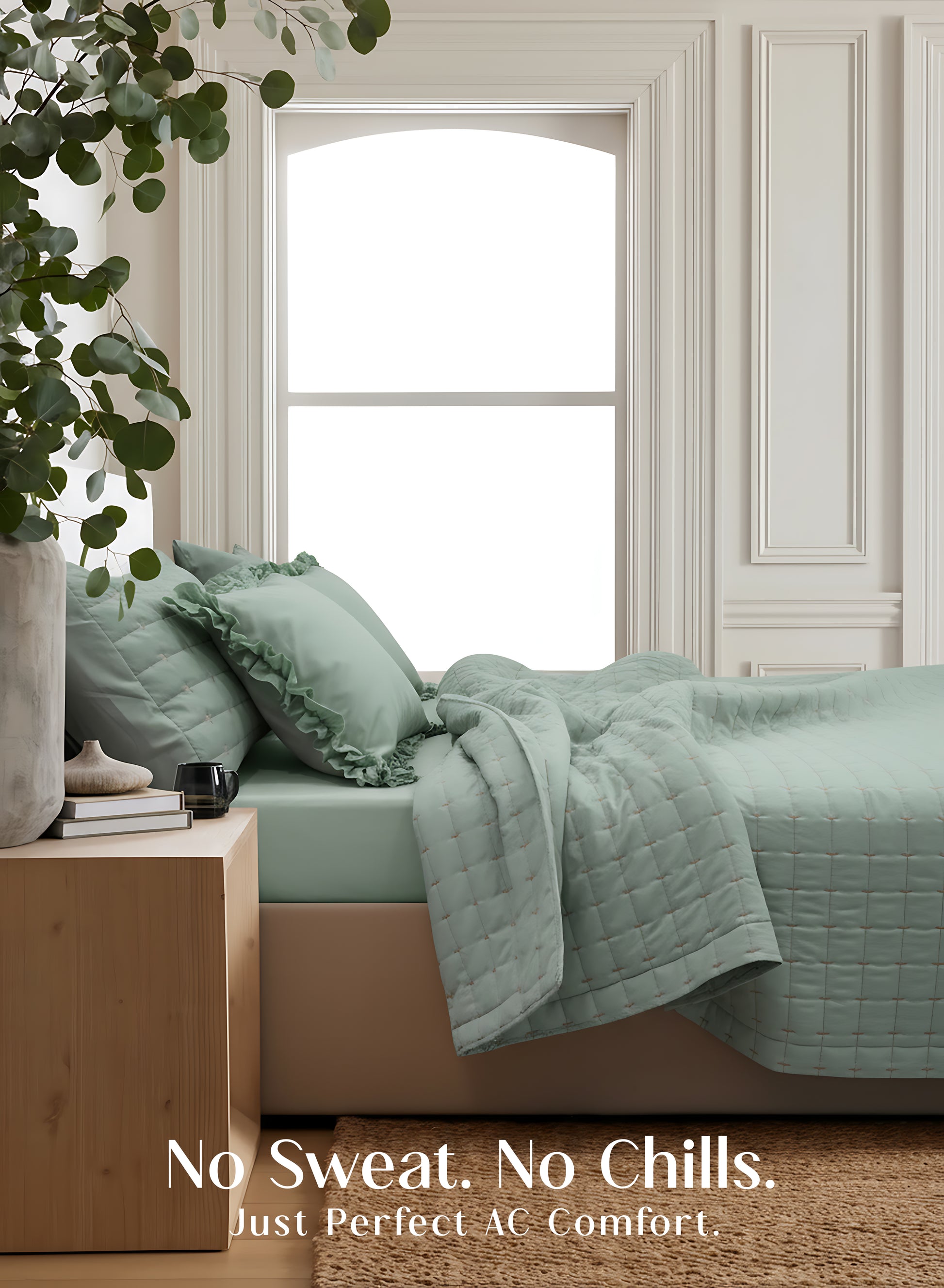 Home Crayons CloudTouch™ 5-Piece AC Comforter Set | 33% Oversized | Includes 2 Pillow & 2 Cushion Covers | Matcha Milk