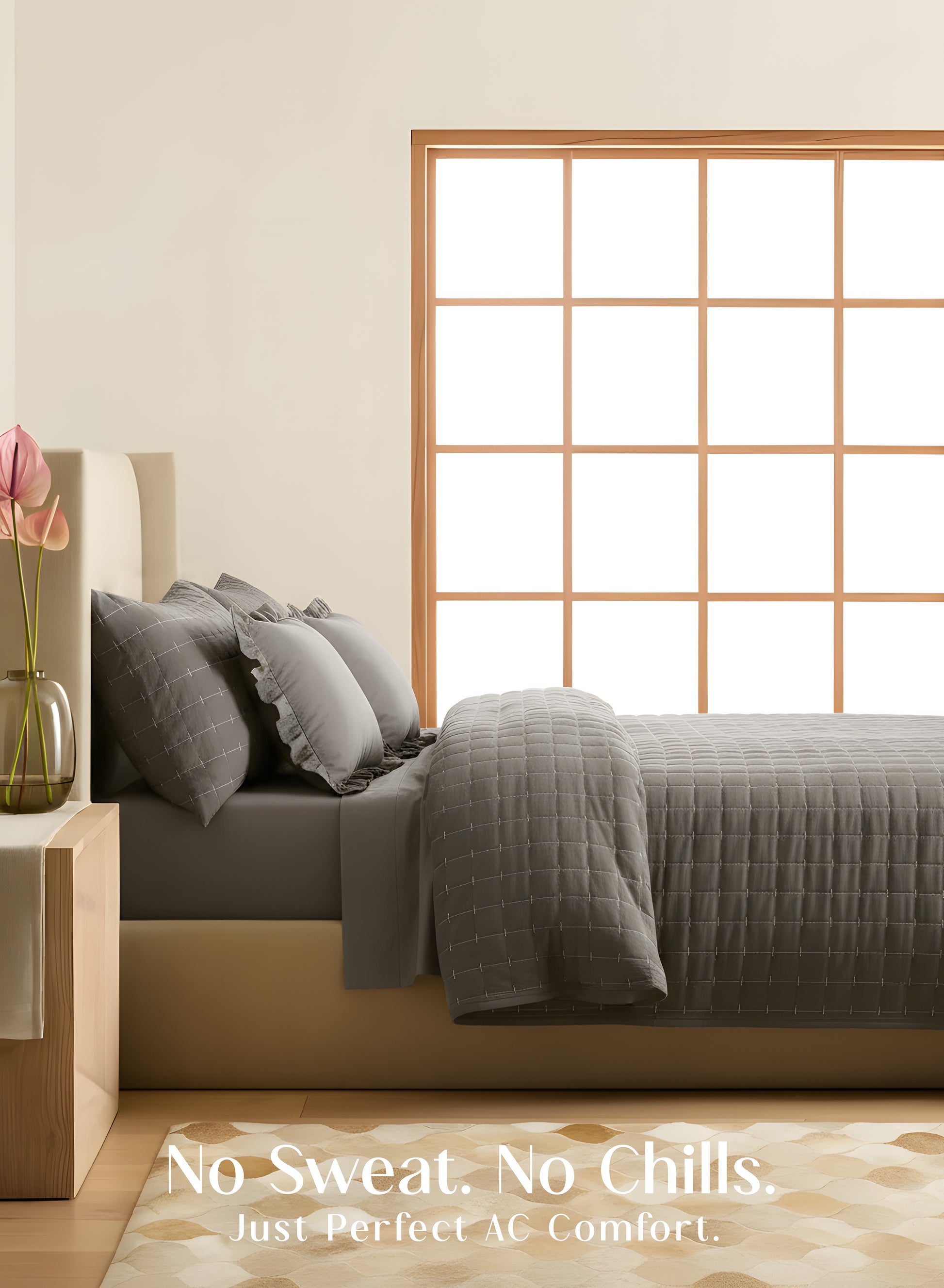 Home Crayons CloudTouch™ 5-Piece AC Comforter Set | 33% Oversized | Includes 2 Pillow & 2 Cushion Covers | Smoked Coffee