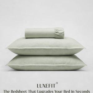 Home Crayons LuxeFit™ Fitted Bedsheet Set | Perfect Fit for Queen & King Mattresses | Pastel Pistachio