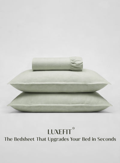 LuxeFit™ Fitted Bedsheet Set | Perfect Fit for Queen & King Mattresses | Pastel Pistachio