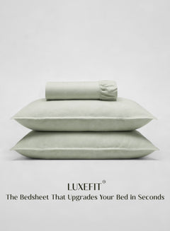 Home Crayons LuxeFit™ Fitted Bedsheet Set | Perfect Fit for Queen & King Mattresses | Pastel Pistachio