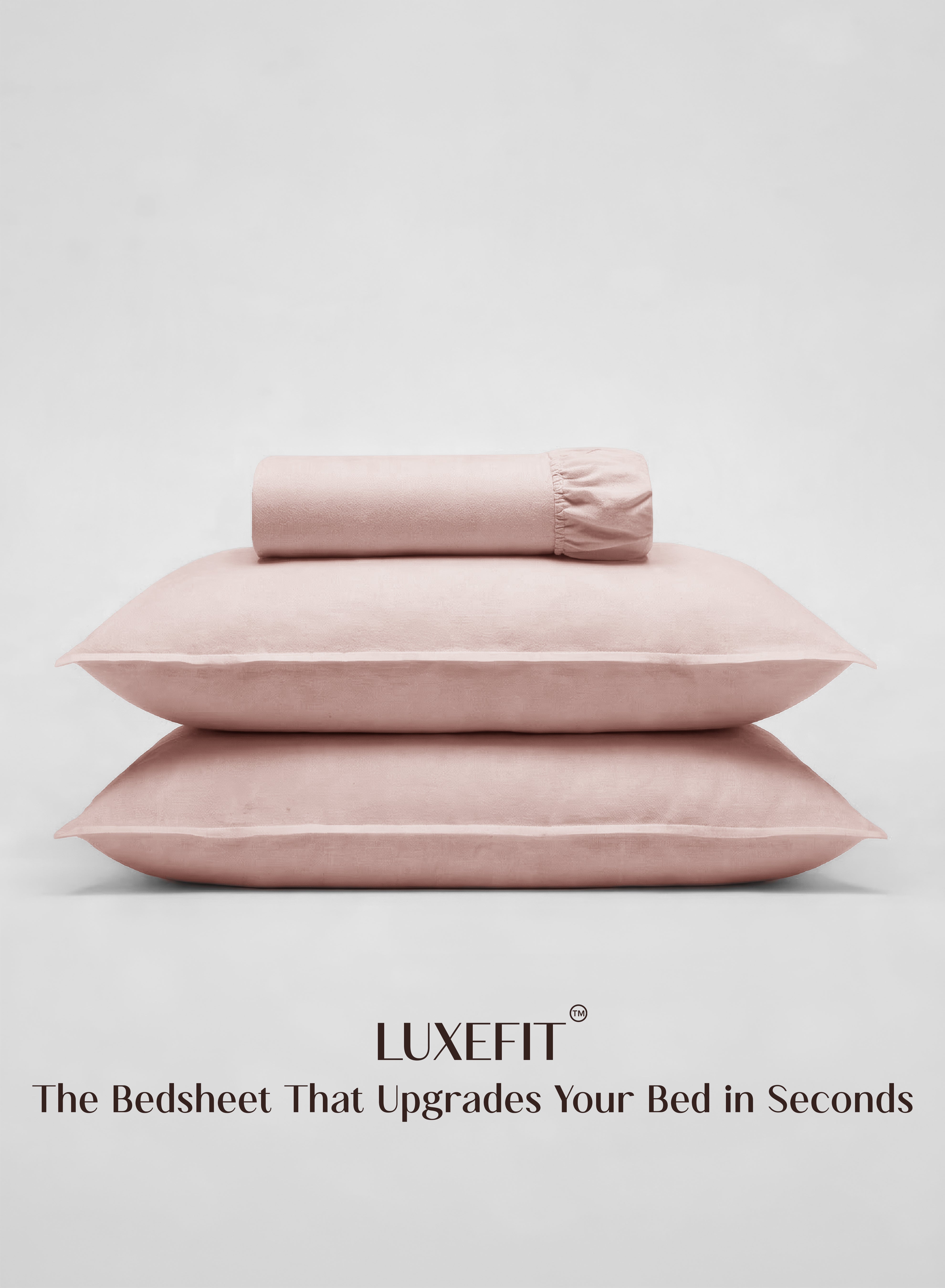 LuxeFit™ Fitted Bedsheet Set | Perfect Fit for Queen & King Mattresses | Pearl Blush