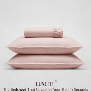 Home Crayons LuxeFit™ Fitted Bedsheet Set | Perfect Fit for Queen & King Mattresses | Pearl Blush